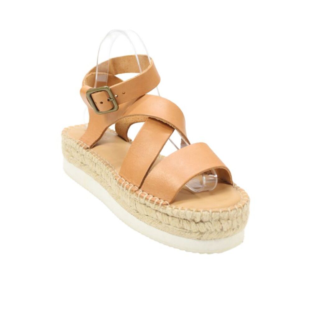 Soludos Women's Strappy Espadrille Buckle Sandals Tan Size 8.5